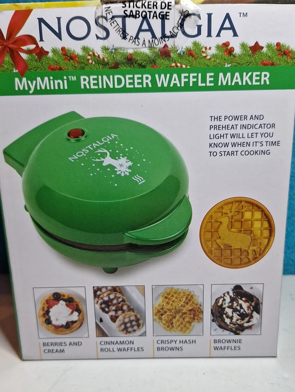 Nostalgia Mymini Waffle Maker Reindeer Edition - NEW